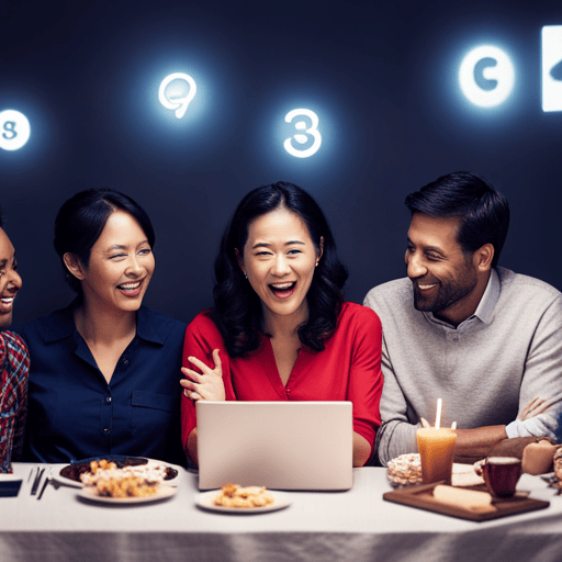 An image showcasing a diverse group of expectant parents eagerly gathered around a laptop, their faces illuminated with excitement and anticipation as they explore an online baby name numerology resource